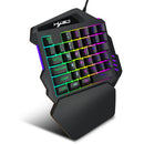 Teclado gamer ergonômico para uso com uma só mão, design compacto de 35 teclas, iluminação RGB, alimentação USB, teclas de película fina para uma experiência de jogo aprimorada.