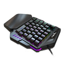 Teclado gamer ergonômico para uso com uma só mão, design compacto de 35 teclas, iluminação RGB, alimentação USB, teclas de película fina para uma experiência de jogo aprimorada.