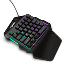 Teclado gamer ergonômico para uso com uma só mão, design compacto de 35 teclas, iluminação RGB, alimentação USB, teclas de película fina para uma experiência de jogo aprimorada.