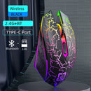 Mouse sem fio Bluetooth 2.4G recarregável com retroiluminação LED RGB de 7 cores, design ergonômico para jogos em computadores, laptops e iPads.