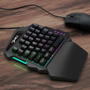 Teclado gamer ergonômico para uso com uma só mão, design compacto de 35 teclas, iluminação RGB, alimentação USB, teclas de película fina para uma experiência de jogo aprimorada.