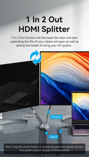 Divisor HDMI 2.1 Vention 8K 60Hz 4K120Hz Bidirecional 2 entradas 1 saída para TV Xiaomi Xbox PS4 5 Monitor compatível com HDMI