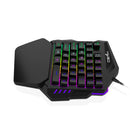 Teclado gamer ergonômico para uso com uma só mão, design compacto de 35 teclas, iluminação RGB, alimentação USB, teclas de película fina para uma experiência de jogo aprimorada.