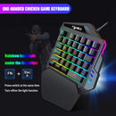 Teclado gamer ergonômico para uso com uma só mão, design compacto de 35 teclas, iluminação RGB, alimentação USB, teclas de película fina para uma experiência de jogo aprimorada.
