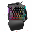 Teclado gamer ergonômico para uso com uma só mão, design compacto de 35 teclas, iluminação RGB, alimentação USB, teclas de película fina para uma experiência de jogo aprimorada.