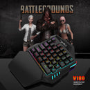 Teclado gamer ergonômico para uso com uma só mão, design compacto de 35 teclas, iluminação RGB, alimentação USB, teclas de película fina para uma experiência de jogo aprimorada.