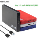 Gabinete para HDD de 2,5" SATA para USB 3.0, portátil, para armazenamento externo de SSD, com cabo USB 3.0 incluso, em ABS.