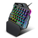 Teclado gamer ergonômico para uso com uma só mão, design compacto de 35 teclas, iluminação RGB, alimentação USB, teclas de película fina para uma experiência de jogo aprimorada.