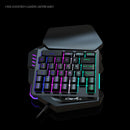 Teclado gamer ergonômico para uso com uma só mão, design compacto de 35 teclas, iluminação RGB, alimentação USB, teclas de película fina para uma experiência de jogo aprimorada.