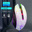 Mouse sem fio Bluetooth 2.4G recarregável com retroiluminação LED RGB de 7 cores, design ergonômico para jogos em computadores, laptops e iPads.