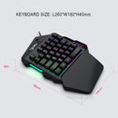 Teclado gamer ergonômico para uso com uma só mão, design compacto de 35 teclas, iluminação RGB, alimentação USB, teclas de película fina para uma experiência de jogo aprimorada.