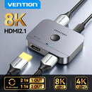 Divisor HDMI 2.1 Vention 8K 60Hz 4K120Hz Bidirecional 2 entradas 1 saída para TV Xiaomi Xbox PS4 5 Monitor compatível com HDMI
