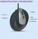 Mouse RGB vertical com fio para destros, mouse gamer ergonômico de 1600 DPI, USB óptico, confortável para o pulso, para PC.