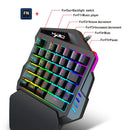 Teclado gamer ergonômico para uso com uma só mão, design compacto de 35 teclas, iluminação RGB, alimentação USB, teclas de película fina para uma experiência de jogo aprimorada.