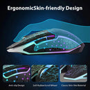 Mouse sem fio Bluetooth 2.4G recarregável com retroiluminação LED RGB de 7 cores, design ergonômico para jogos em computadores, laptops e iPads.