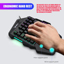 Teclado gamer ergonômico para uso com uma só mão, design compacto de 35 teclas, iluminação RGB, alimentação USB, teclas de película fina para uma experiência de jogo aprimorada.