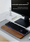 Apoio de pulso para teclado em madeira de nogueira, almofada de apoio para as mãos, almofada ergonômica para teclado mecânico de 87/98/104/108 teclas, adequada para vários tamanhos, personalizável.