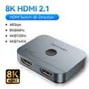 Divisor HDMI 2.1 Vention 8K 60Hz 4K120Hz Bidirecional 2 entradas 1 saída para TV Xiaomi Xbox PS4 5 Monitor compatível com HDMI